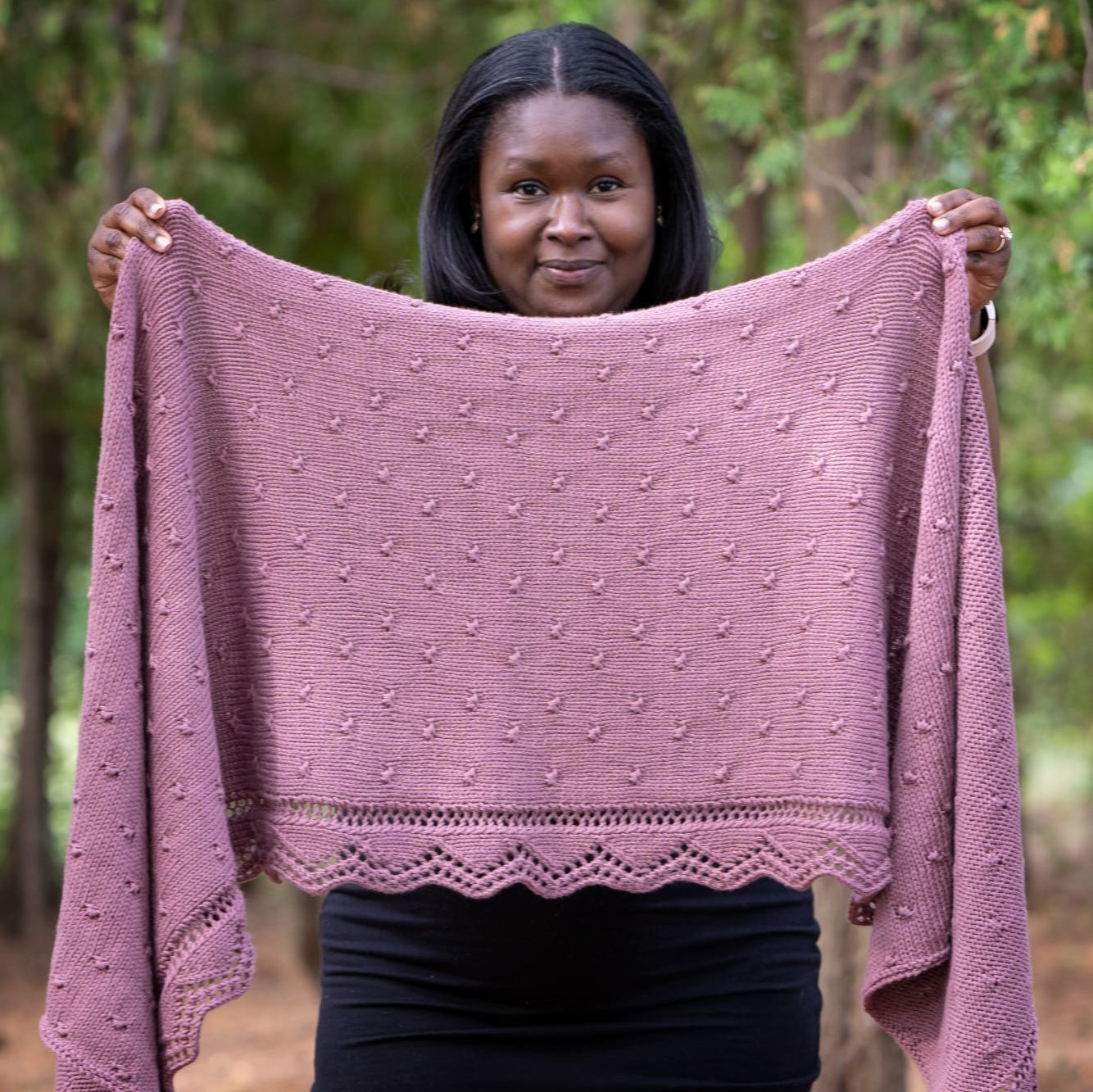 【THE MOZZ】[Premium] Whole Garment Round Knit OP + Shawl Big Cozy Shawl — Knit Sisu